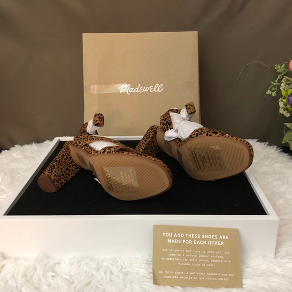 Madewell Liv Sandal Leopard Calf Hair. Brown/Black NIB Size 7 - Picture 3 of 8